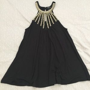 Gold Jeweled Black Party Tank Top~ Sz XS